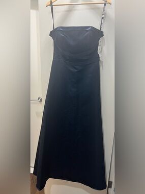 Bill Levkoff Midnight Blue Satin A-Line Strapless Evening/Prom Dress Size 8 NWT